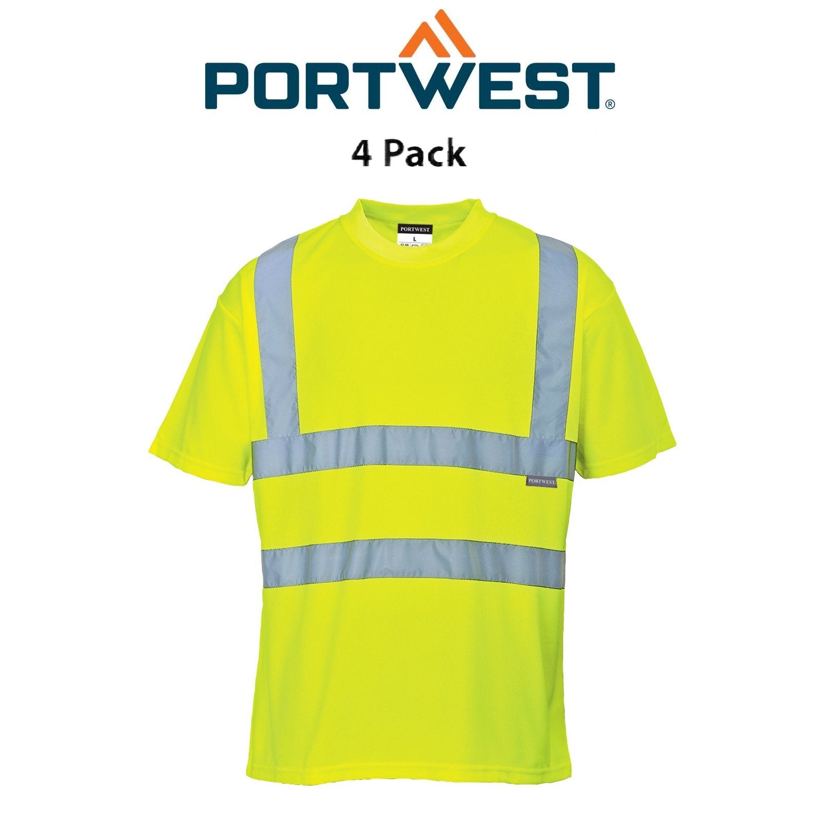 Portwest Hi-Vis T-Shirt 4 Packs 2 Tone Lightweight Reflective Work Safety S478