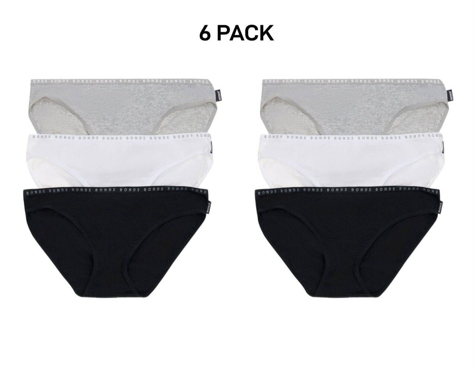 Bonds Womens Hipster Bikini Soft Cotton Low Rise Stretchy Waist 6 Pack WUFNA
