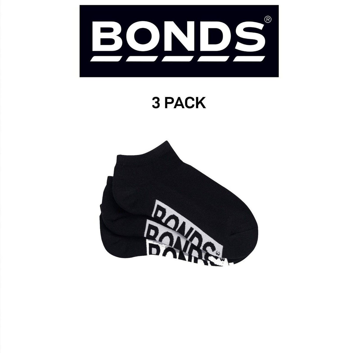 Bonds Womens Logo Cushioned Low Cut Comfy Smooth Toe Seams 3 Pack LXPY3N