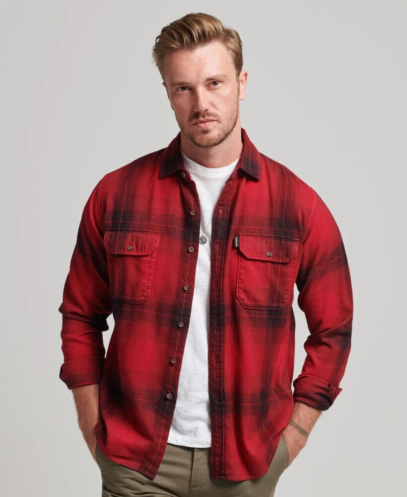 Superdry Mens Check Button Classic Collared Flannel Casual Shirt SM31WS6A