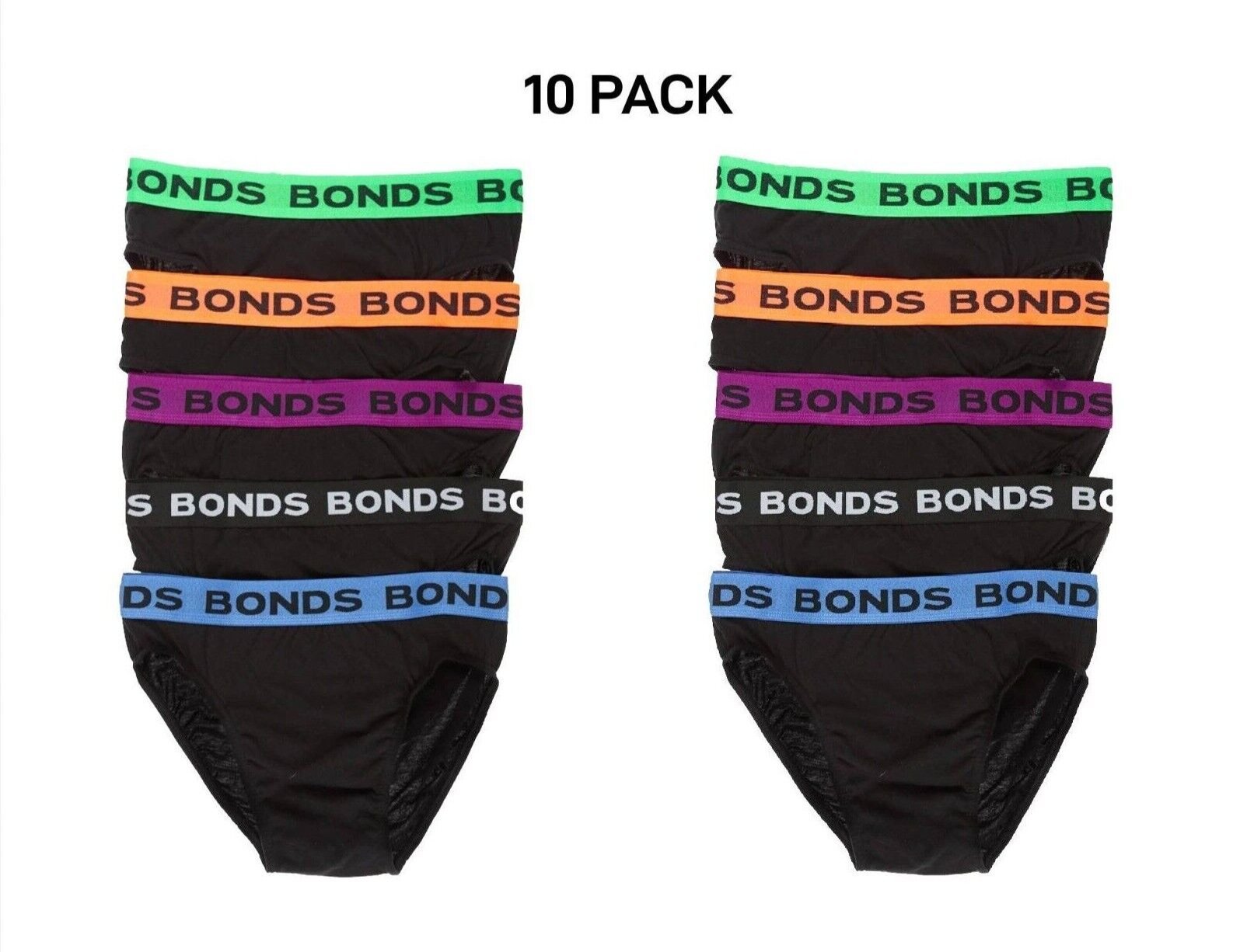 Bonds Mens Hipster Brief Super Soft Branded Elastic Waistband 10 Pack M8DMTX