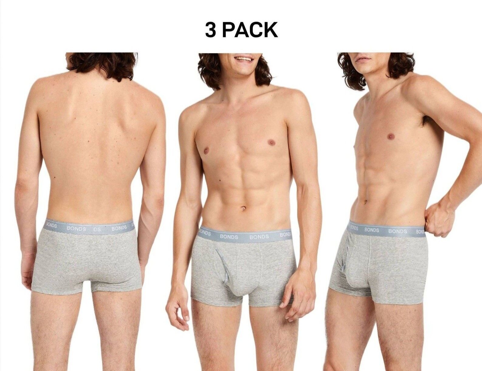 Bonds Mens Guyfront Trunk Stretchy Cotton Fabric Elastic Waistband 3 Pack MZVJ