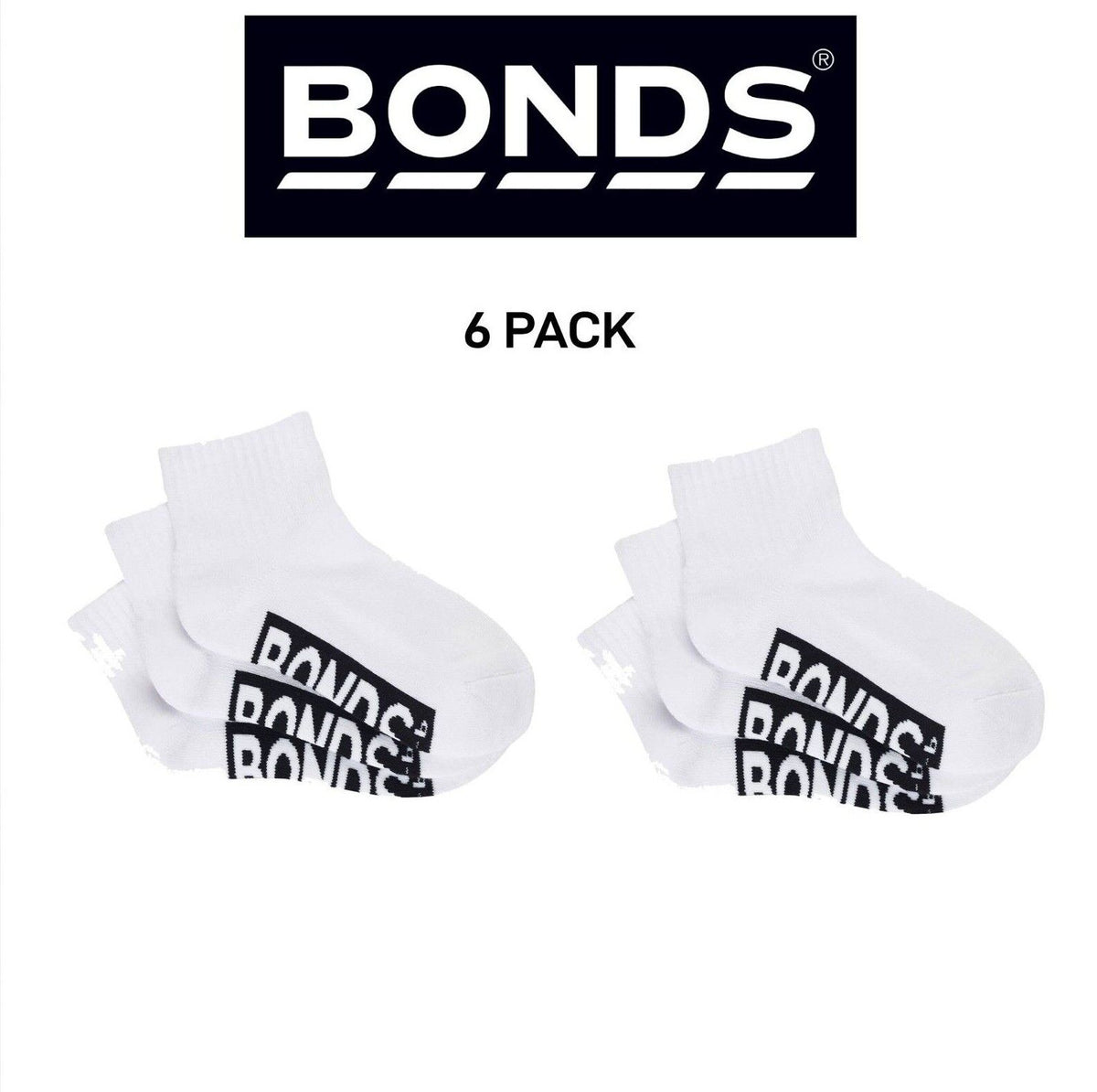 Bonds Kids Cushioned Quarter Crew Thickness for Comfiness Sock 6 Pack RXVP3N