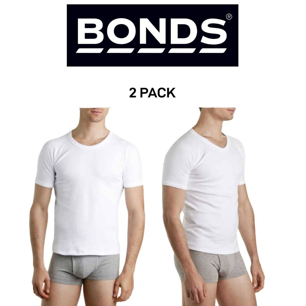 Bonds Mens Genuine Raglan Crew Neck Perfect Tee Close Body Fit 2 Pack M9372W