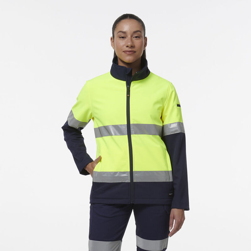 KingGee Womens Reflective Spliced Pocket Softshell Safety Work Jacket K45006-Collins Clothing Co