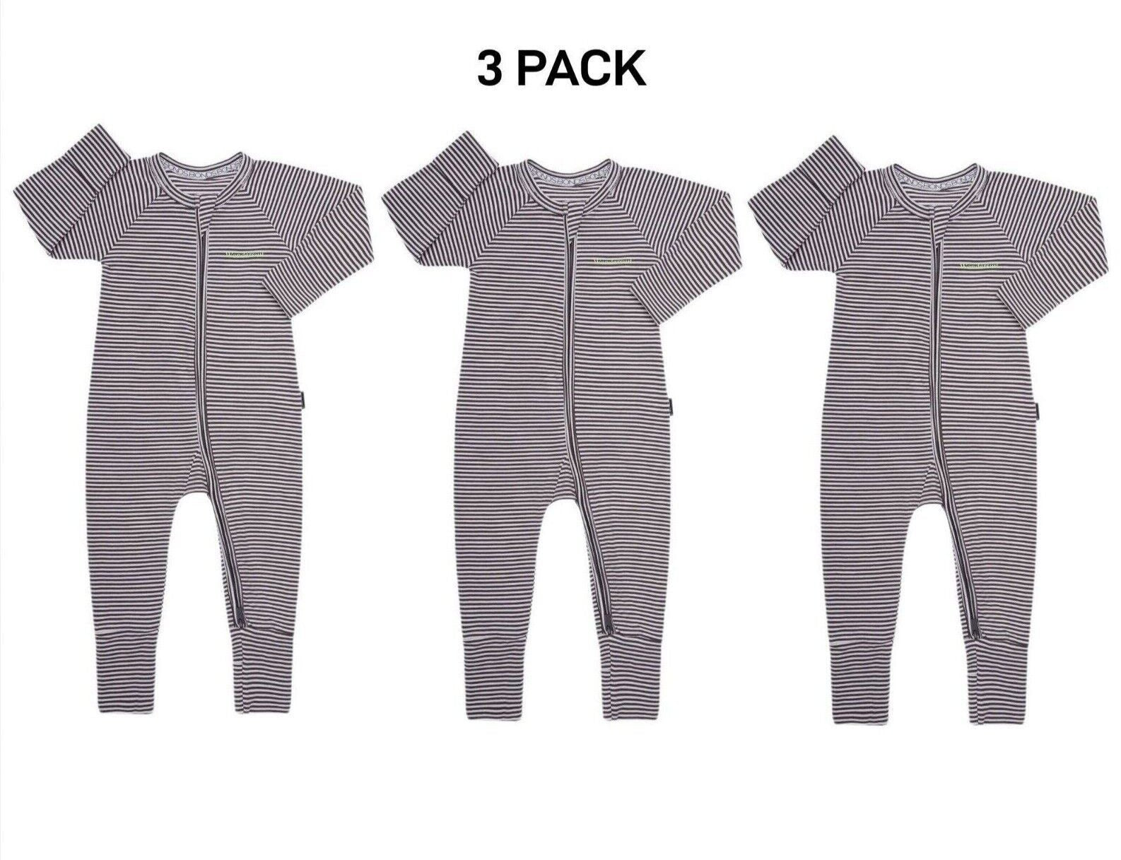 Bonds Baby Wondersuit Two-way Zip Soft Cosy & Stretchable Fabric 3 Pack BZDYM