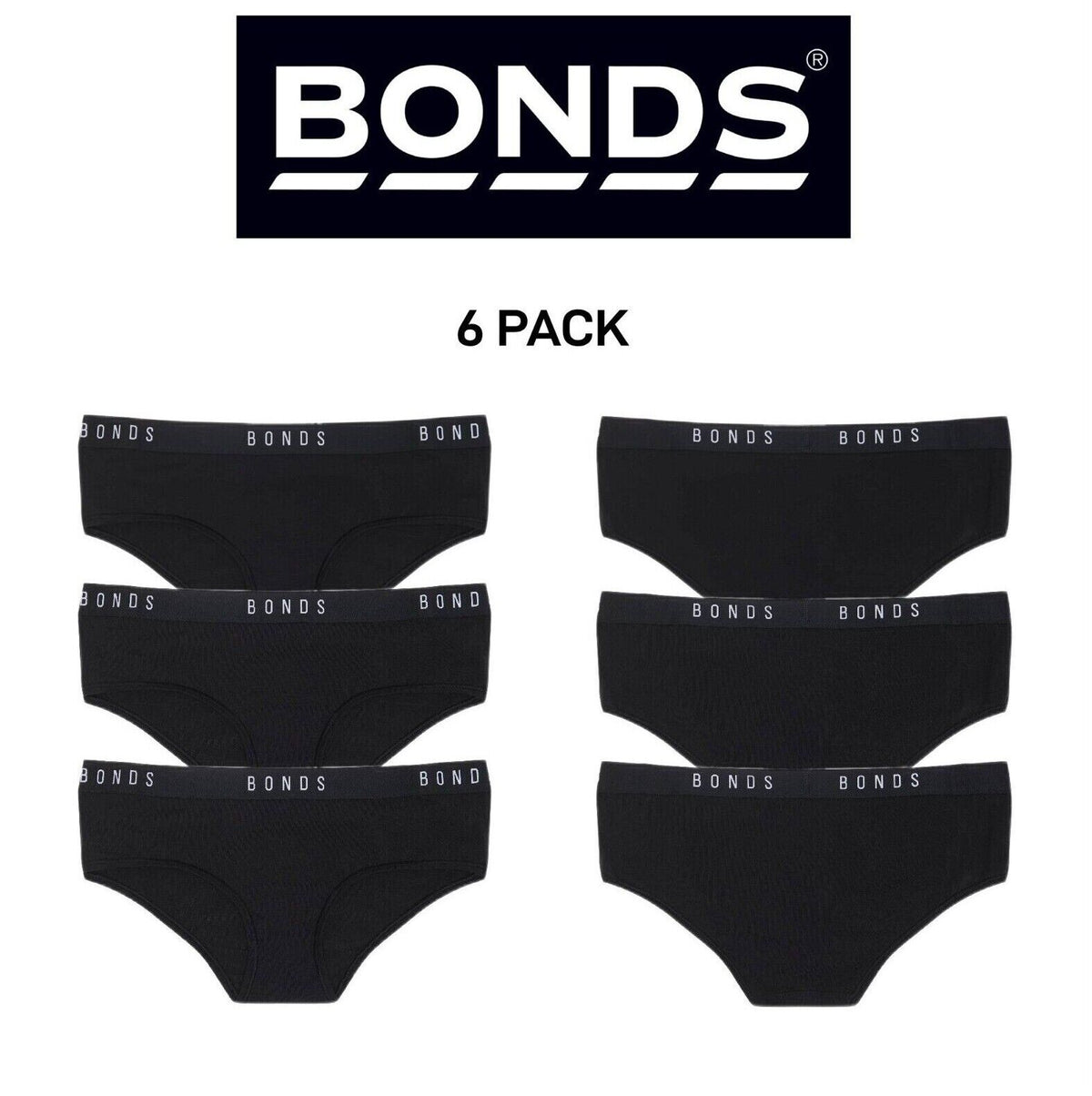 Bonds Womens Original Boyleg Brief Classic Contouredelastic Trims 6 Pack WVGLA