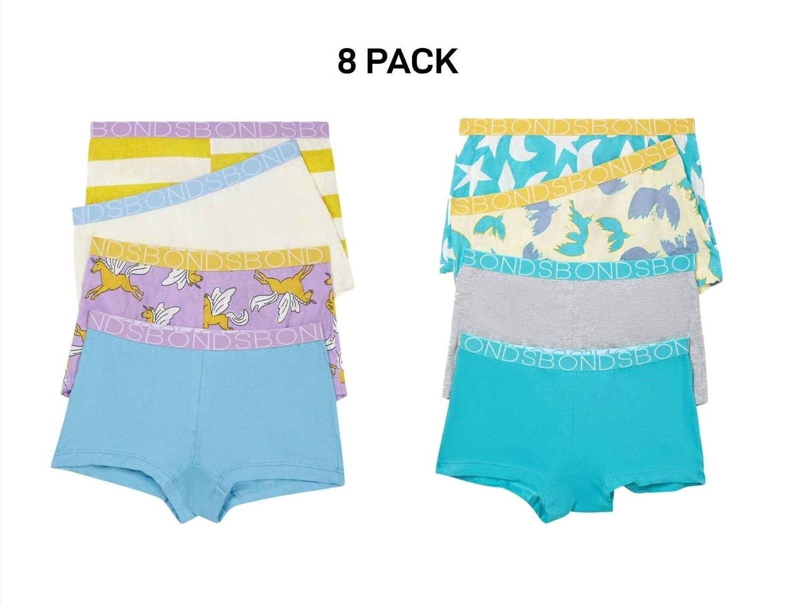 Bonds Girls Shortie Full Coverage Modesty Ultimate Soft Waistband 8 Pack UWCA4A