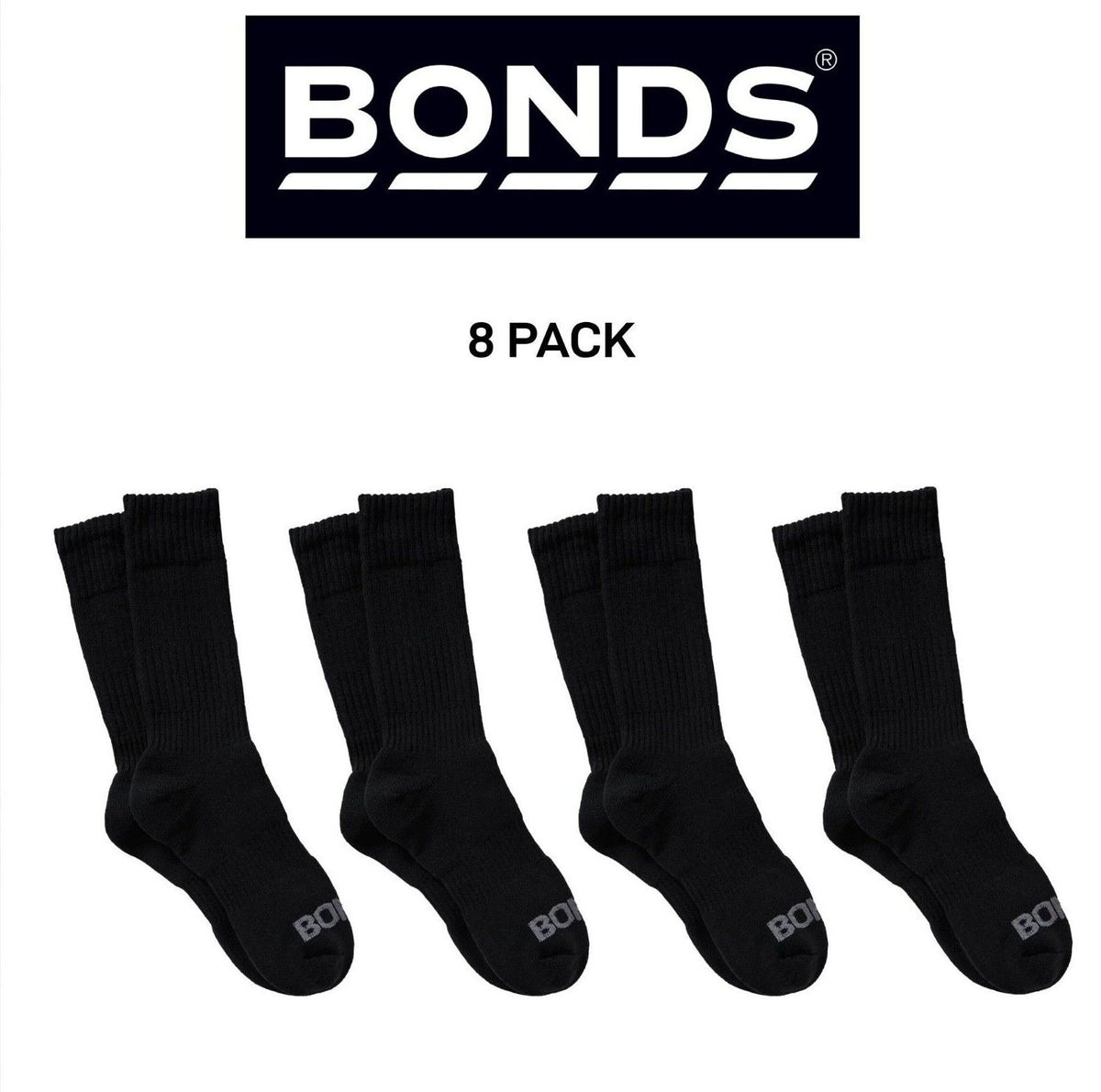 Bonds Mens Cotton Work Socks Durable Comfort and Warmth Fit 8 Pack SYPG2N