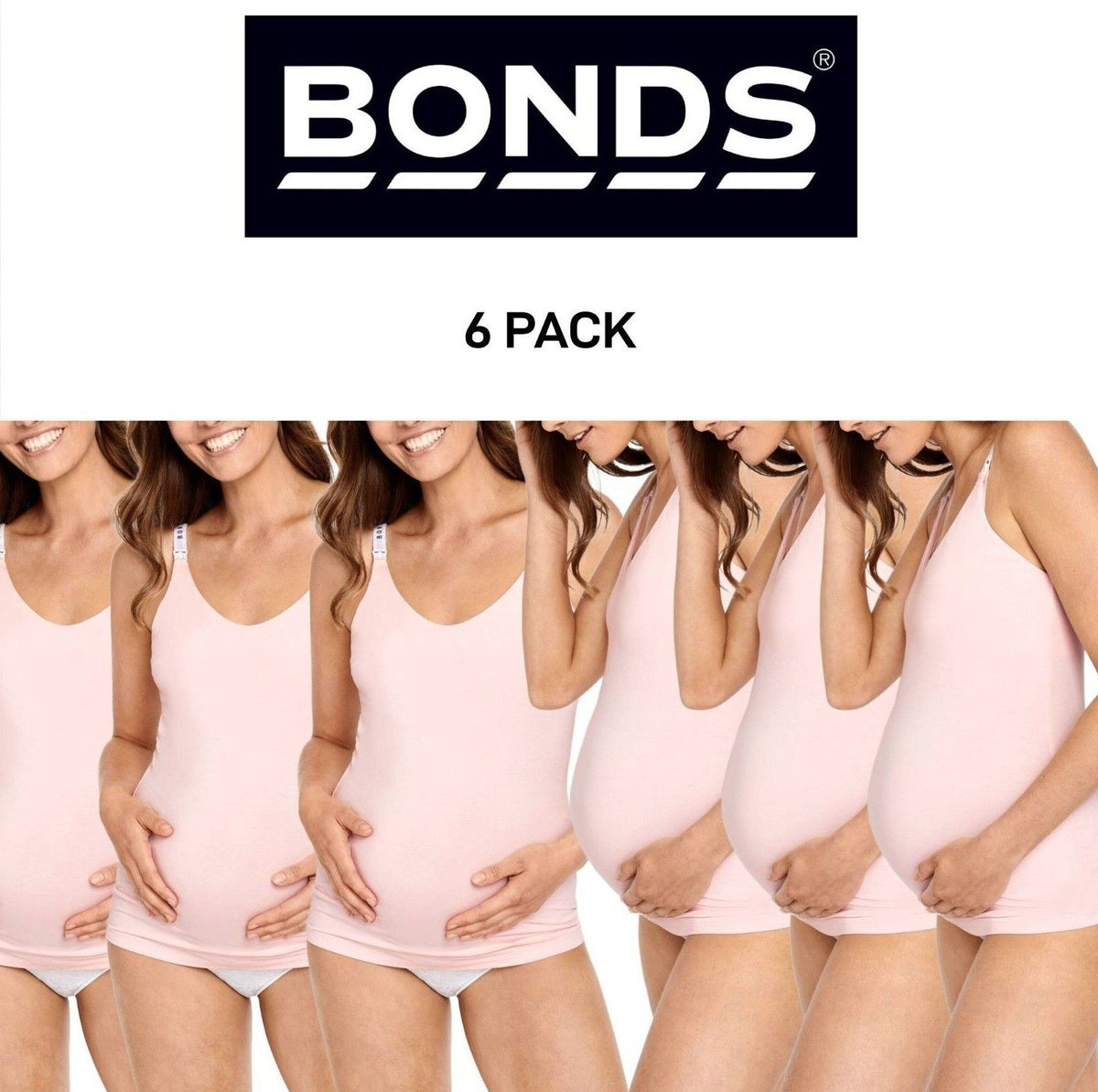 Bonds Womens Originals Maternity Support Singlet Extra Comfort 6 Pack YXF3Y