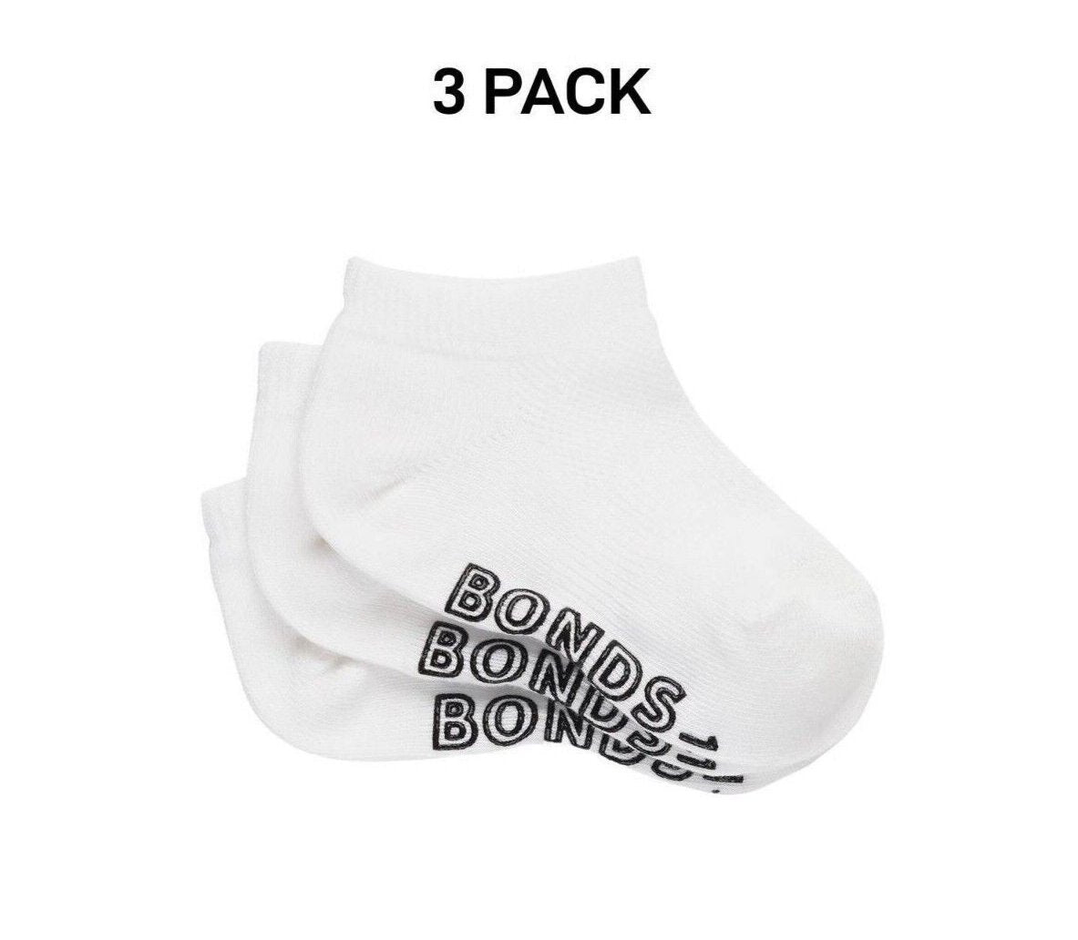 Bonds Baby Lightweght Low Cut Socks Grippy Soles & Soft Toe Seams 3 Pack RXUQ3N