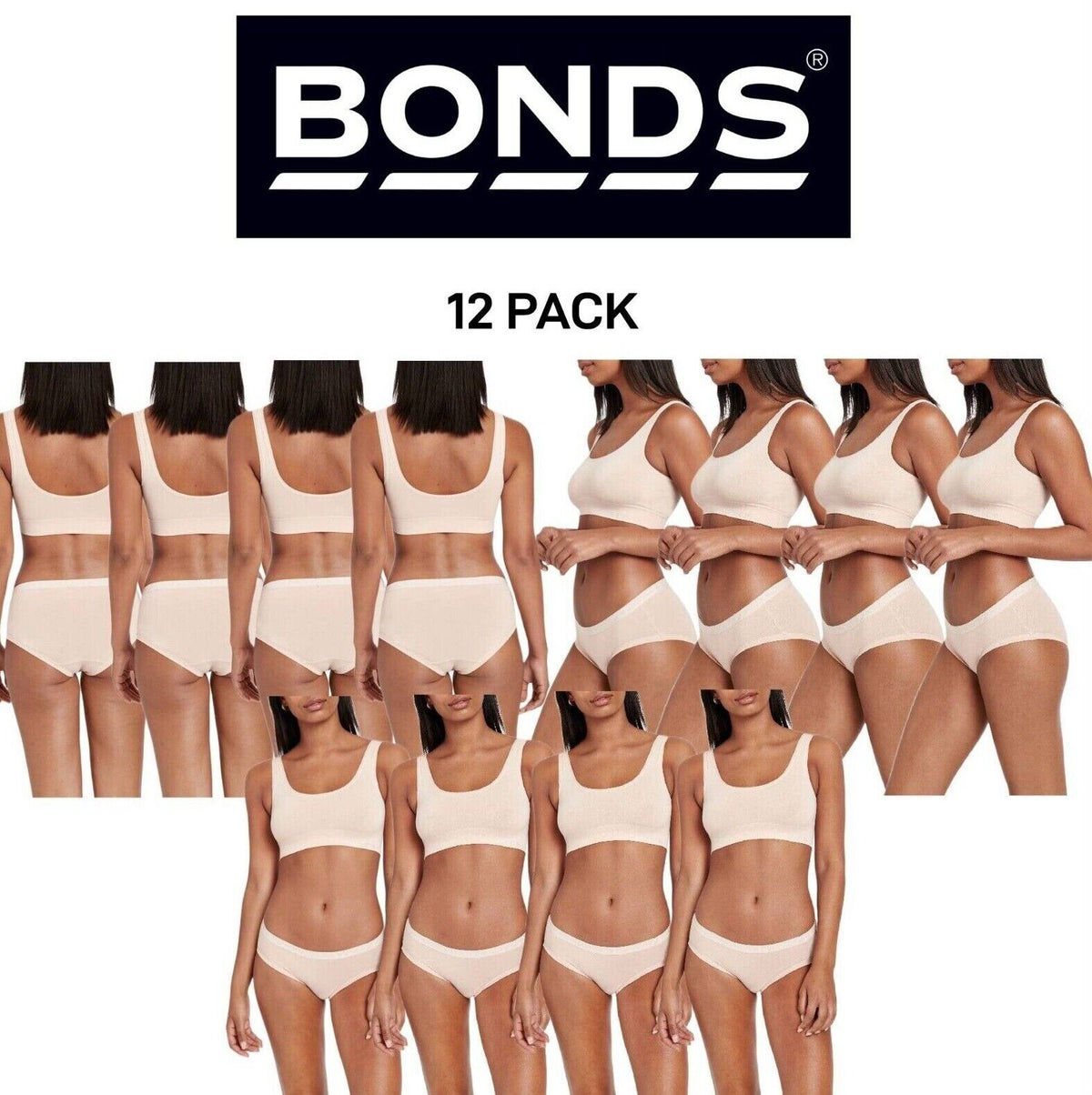 Bonds Womens Cottontails Midi Breathability and Comfort Brief 12 Pack WY5PA
