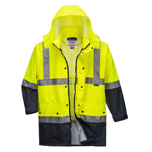 SALE Portwest Mackay Anti-Static Jacket Waterproof Hood Reflective Safety MJ370