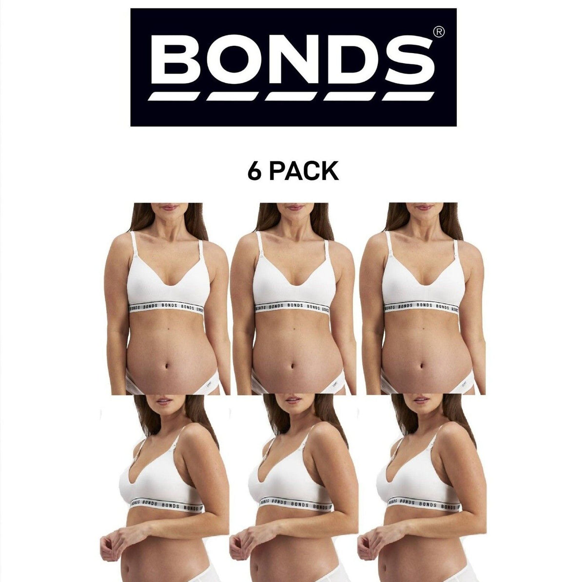 Bonds Womens Maternity Wirefree Contour Bra Comfy and Flattering 6 Pack YWYBY