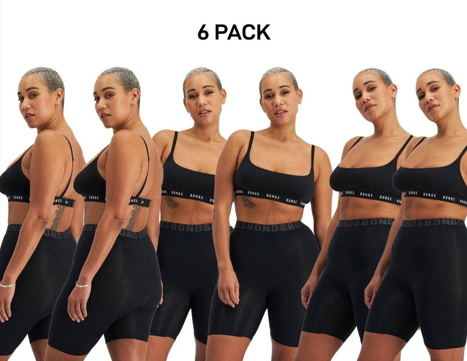 Bonds Womens Chafe Off Short Ultimate Thigh Saver Chafe Off Panel 6 Pack WR4P