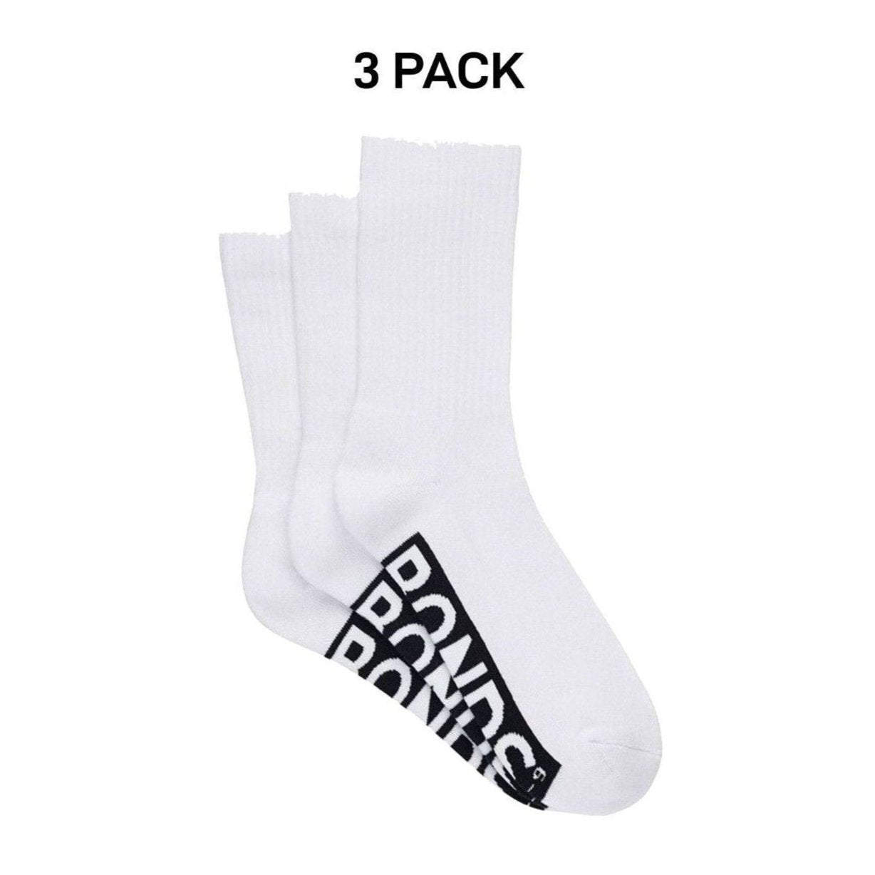 Bonds Mens Logo Cushioned Crew Socks Extra Comfort Smooth Seams 3 Pack SXMW3N