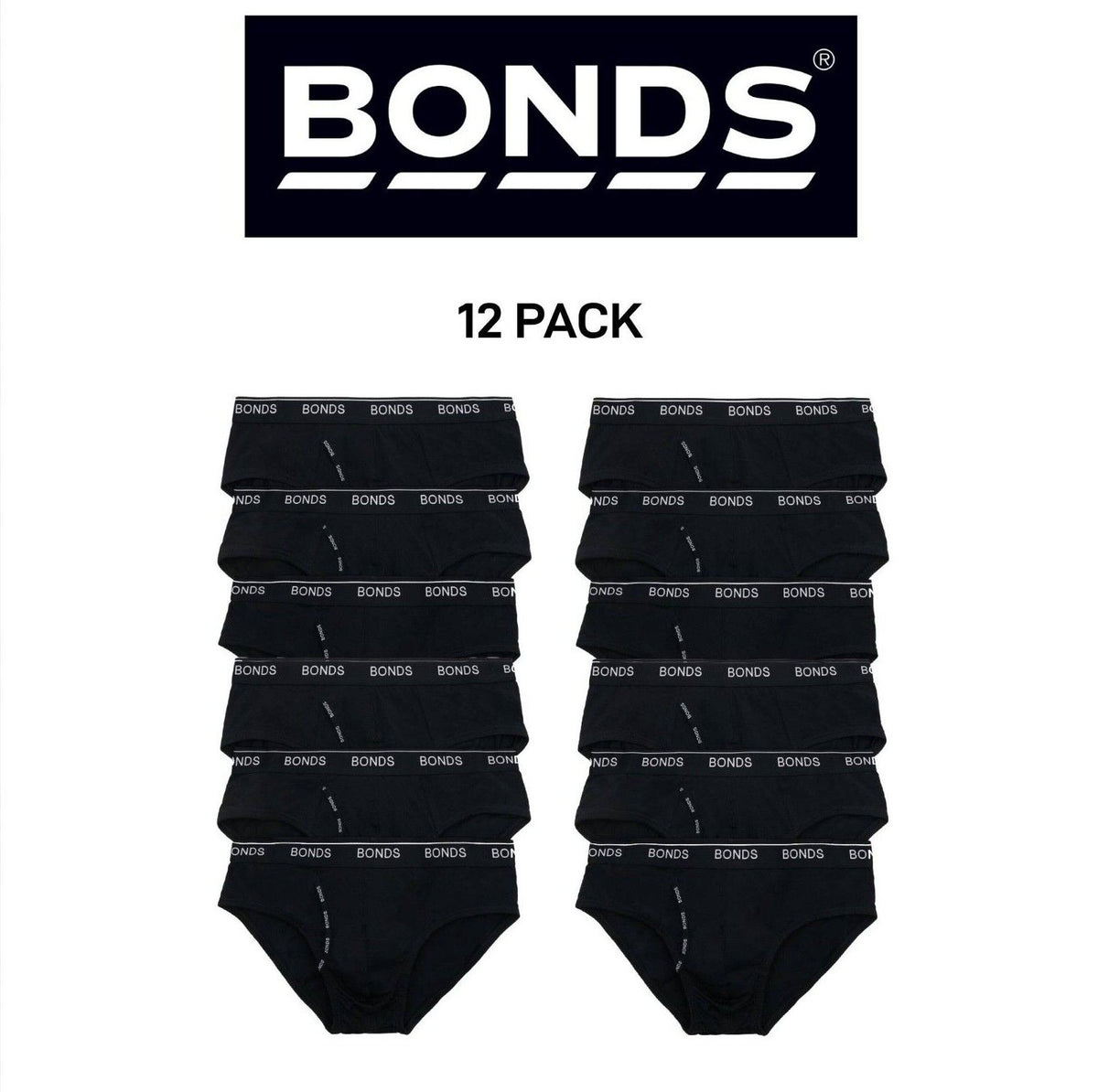 Bonds Mens Guyfront Brief Soft & Stretchy Cotton Fly Front 12 Pack MZ953A