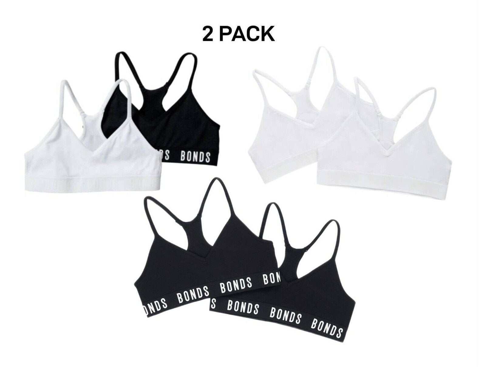Bonds Girls Super Stretchies Racer Crop Double Layered Front 2 Pack UXNK2A