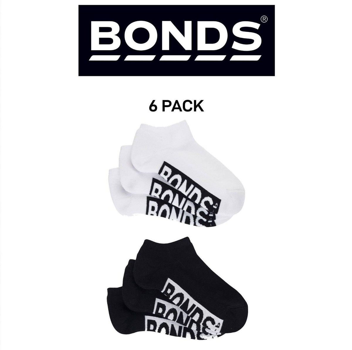 Bonds Kids Cushioned Low Cut Mesh Cooling Zone Cotton Sock 6 Pack RXVQ3N