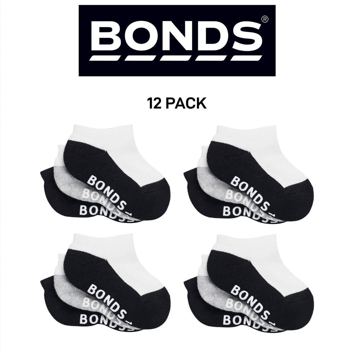 Bonds Baby Cushioned Low Cut Comfiness and Grip Soles Socks 12 Pack RXUJ3N