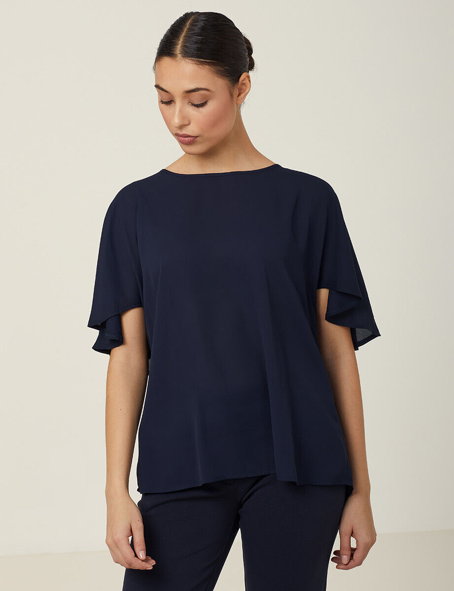 SALE NNT Womens Georgie Cape Short Sleeve Classic Fit Comfortable Blouse CATUKD