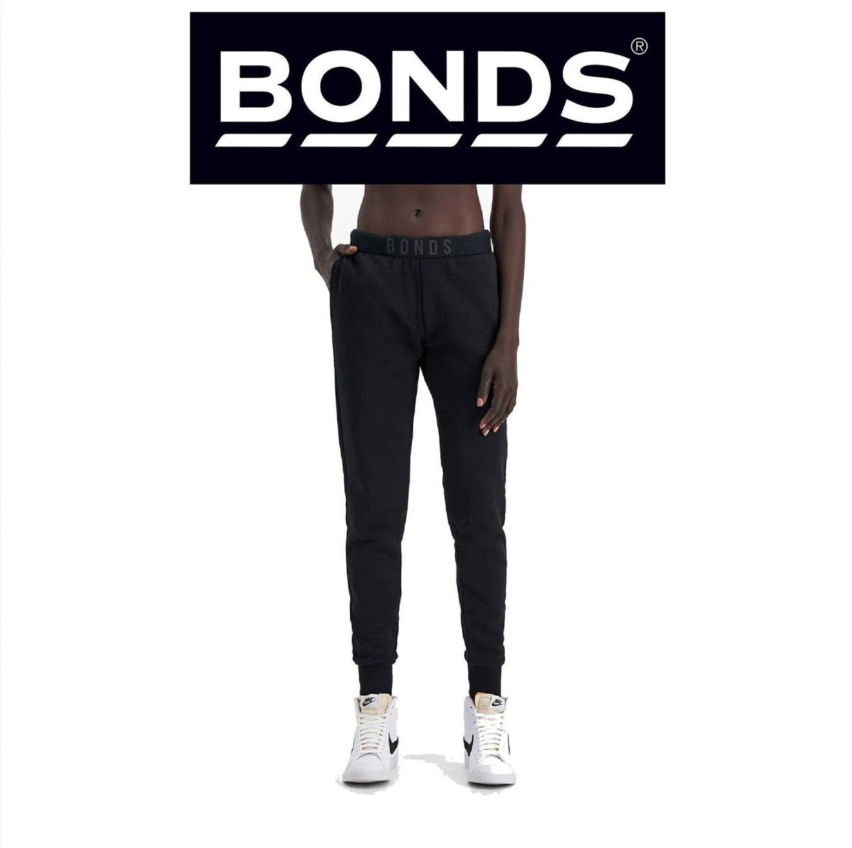 Bonds Womens Originals Skinny Trackie Pants Cosy Hi Waist Slimline Pockets CTBKI
