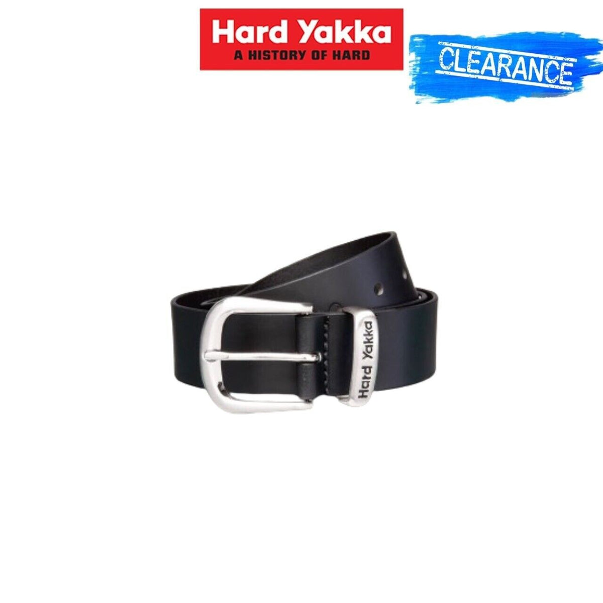 Clearance! Hard Yakka Mens Belt Leather Satin Nickel Buckle Work Black Y09402