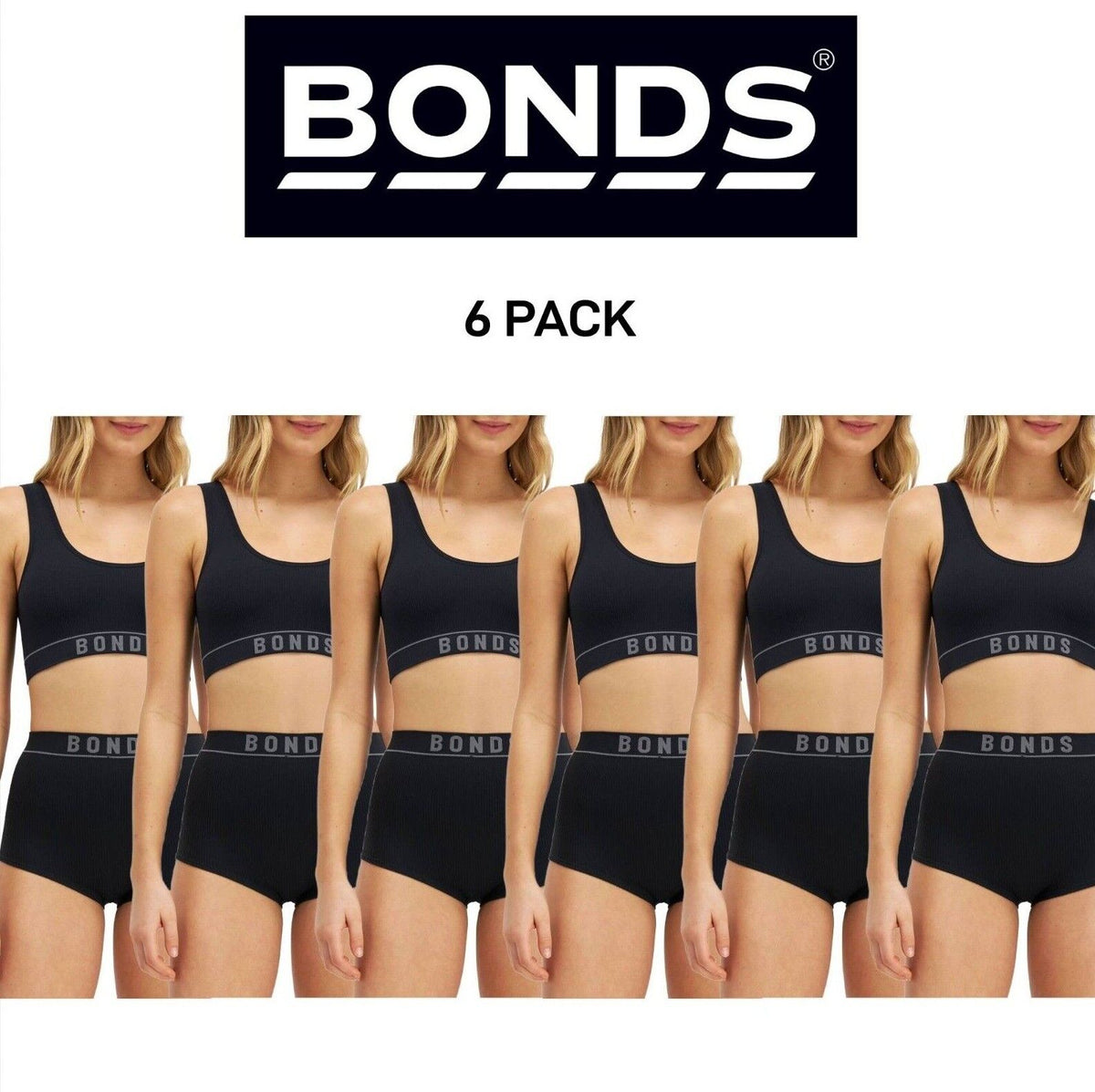 Bonds Womens Retro Rib Hi Shortie Luxuriously Smooth Full Coverage 6 Pack WT46