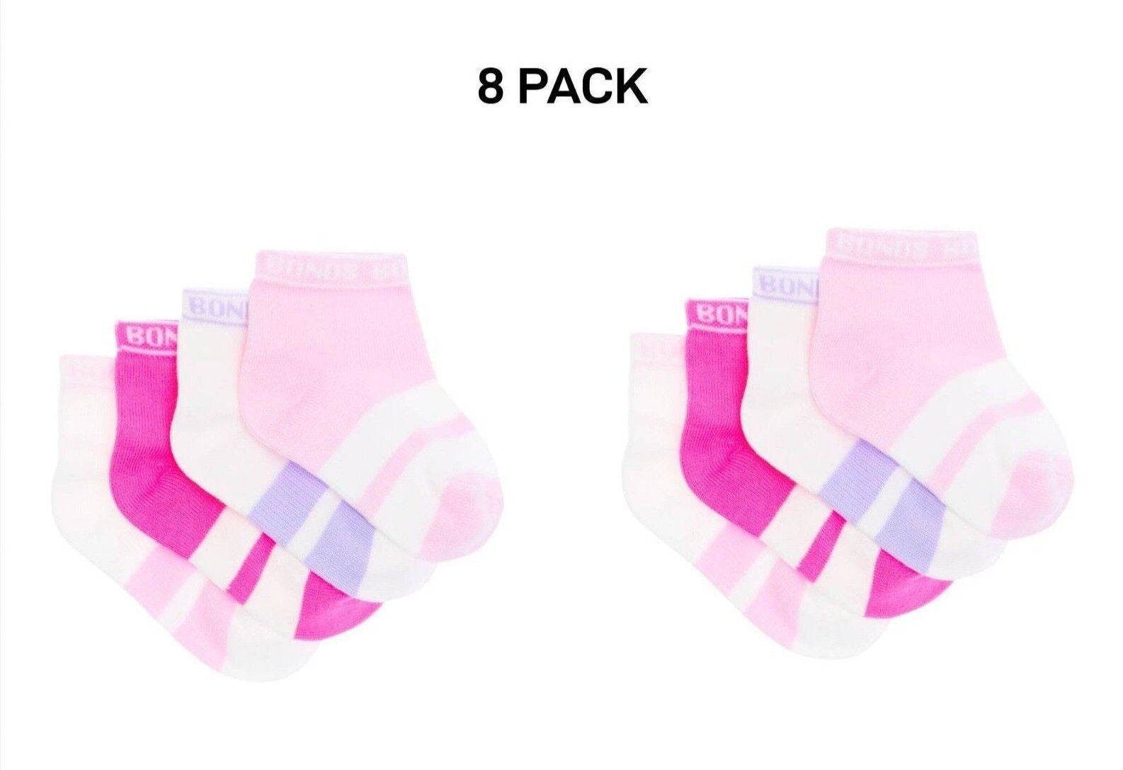 Bonds Baby Sportlet Arch Support Soft Breathable Comfiness Socks 8 Pack RXXL4N