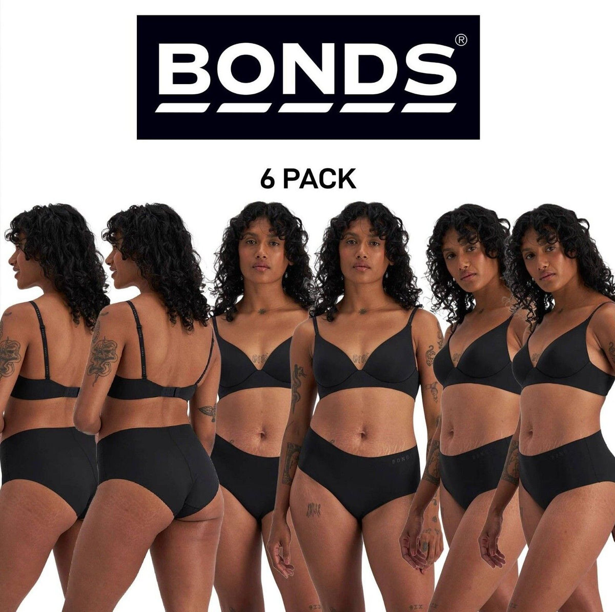 Bonds Womens Invisible Freecuts Full Brief Light Sleek Full Coverage 6 Pack WRCT