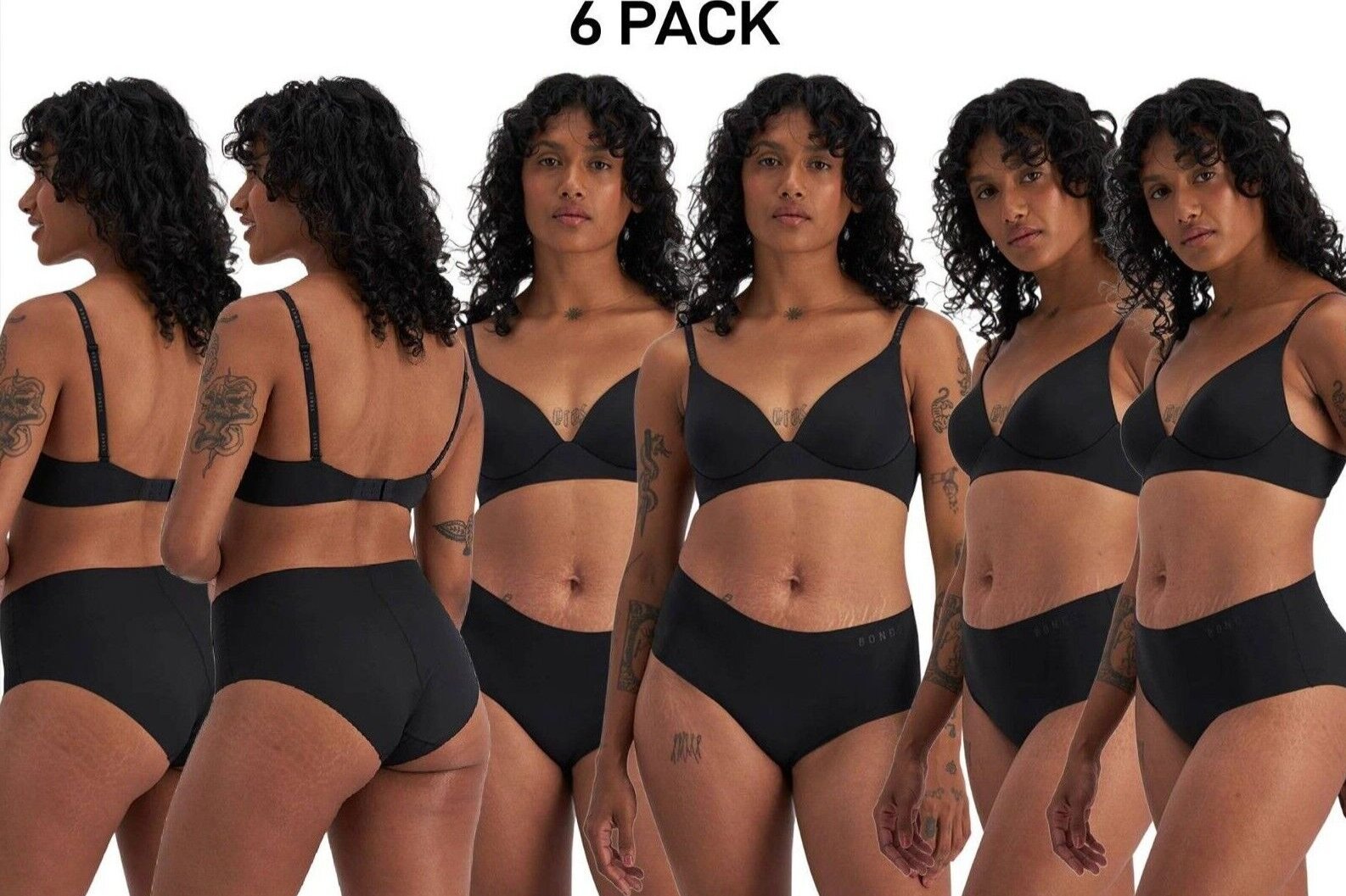 Bonds Womens Invisible Freecuts Full Brief Light Sleek Full Coverage 6 Pack WRCT