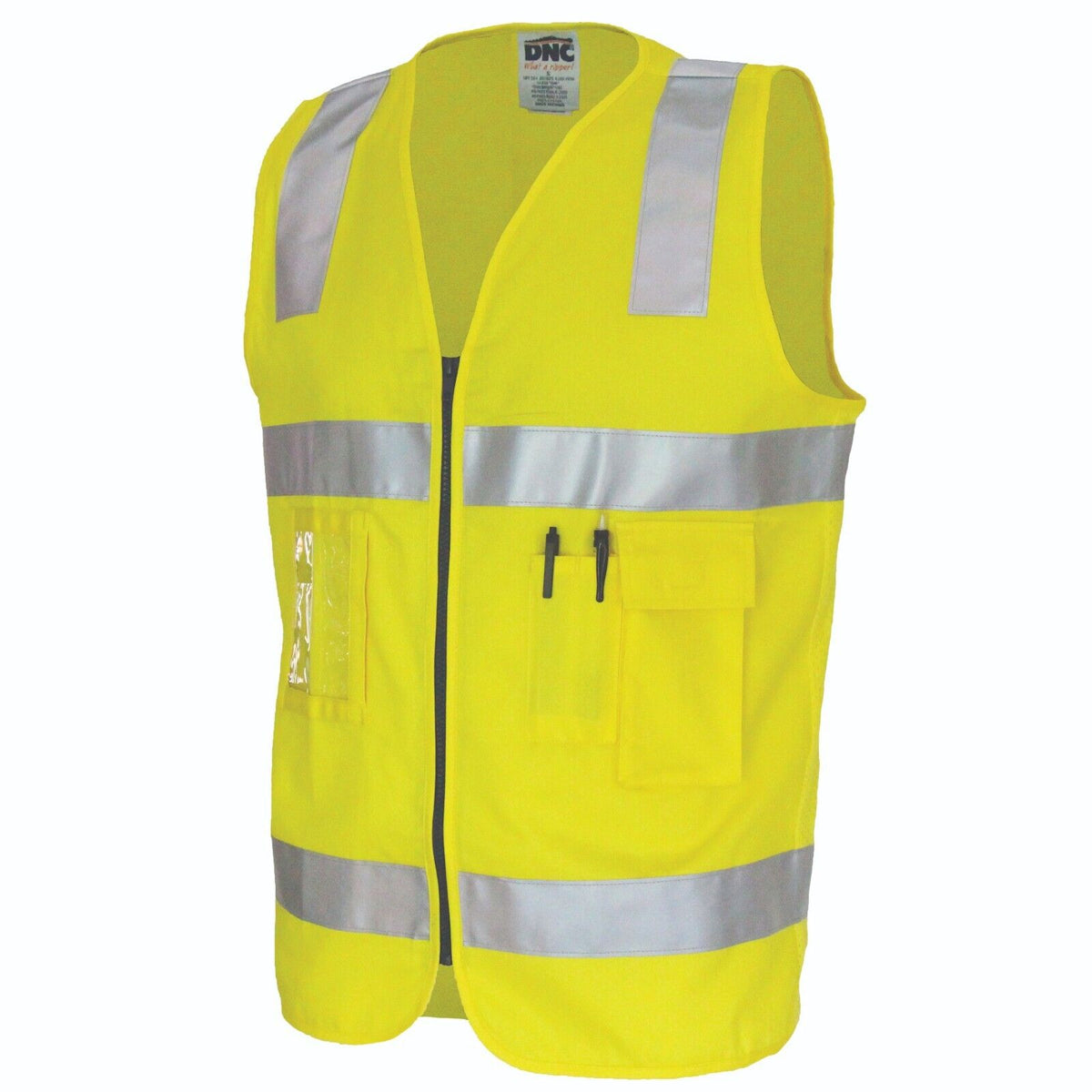 DNC Mens Day/Night Cotton Workwear Safety Zipper Reflective Safety Vests 3809