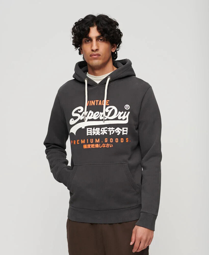 Superdry Mens Classic Vintage Retro Style Logo Comfy Heritage Hoodie SM32WF5G