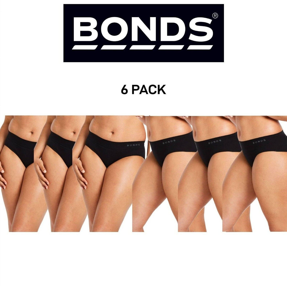 Bonds Womens Midi Seamless Smooth and Soft Breathable Brief 6 Pack WWGCA