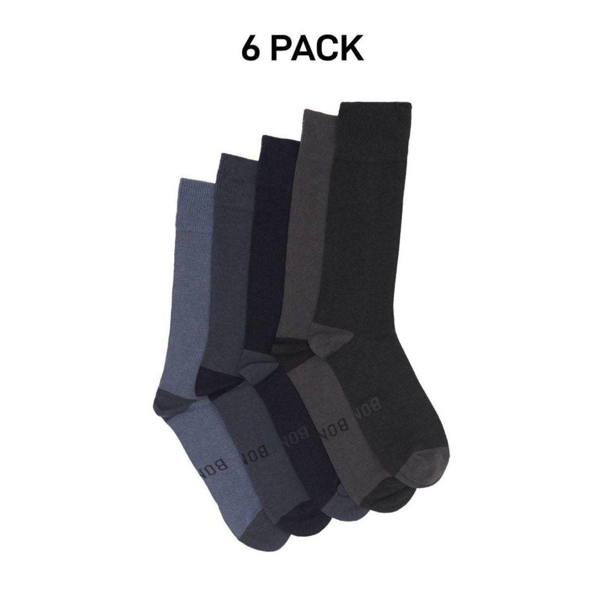 Bonds Mens Bamboo Crew Socks Fine Seams Comfy Toes & Ankle Support 6 Pack SZFQ5W