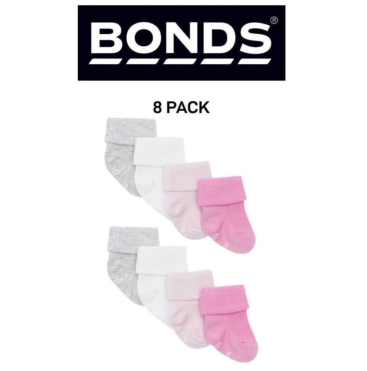 Bonds Baby Bamboo Cuff Super Soft and Feature Fun Colours 8 Pack R41354