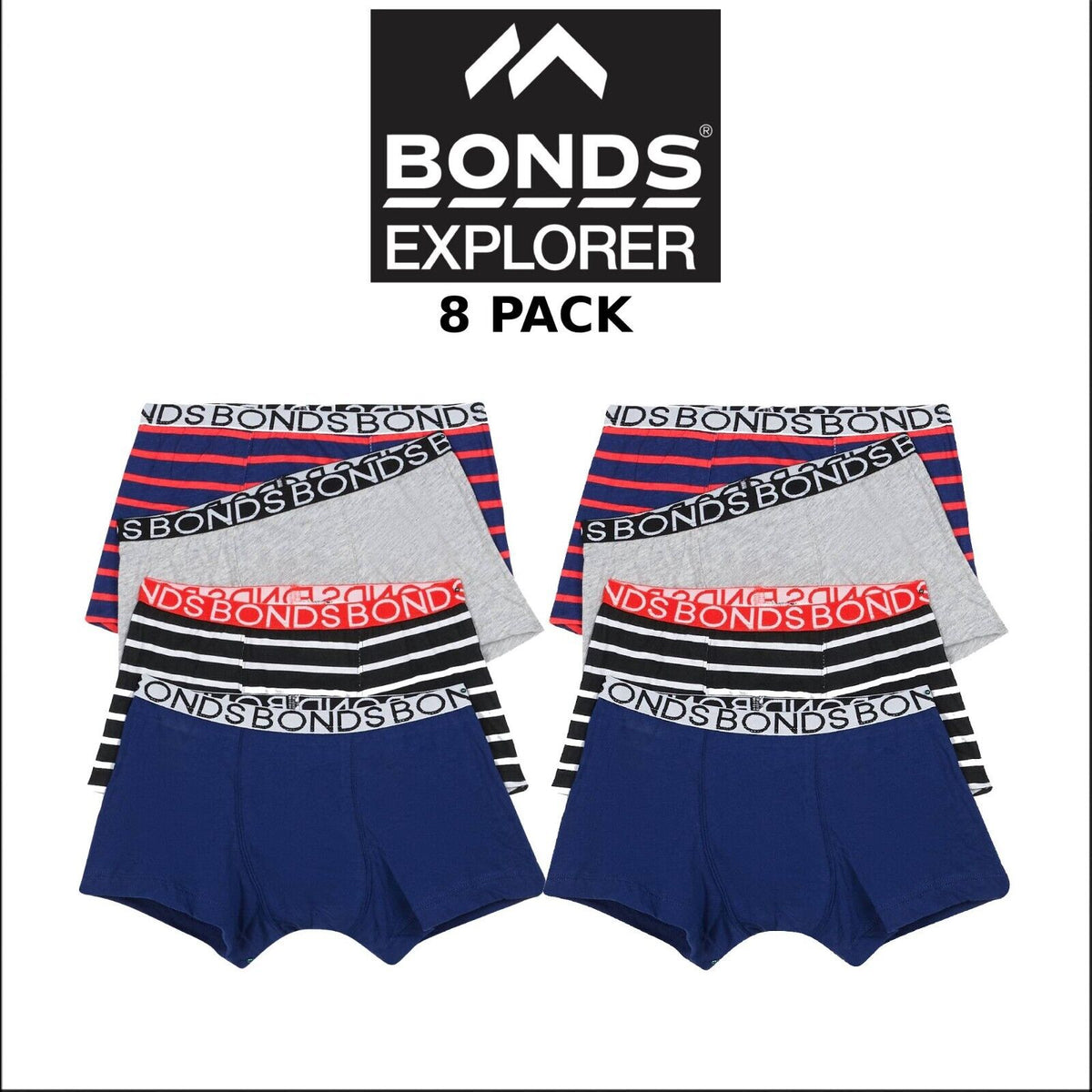 Bonds Boys Trunk Supportive Pouch with Comfy Coverage 8 Pack UWCF4A X79