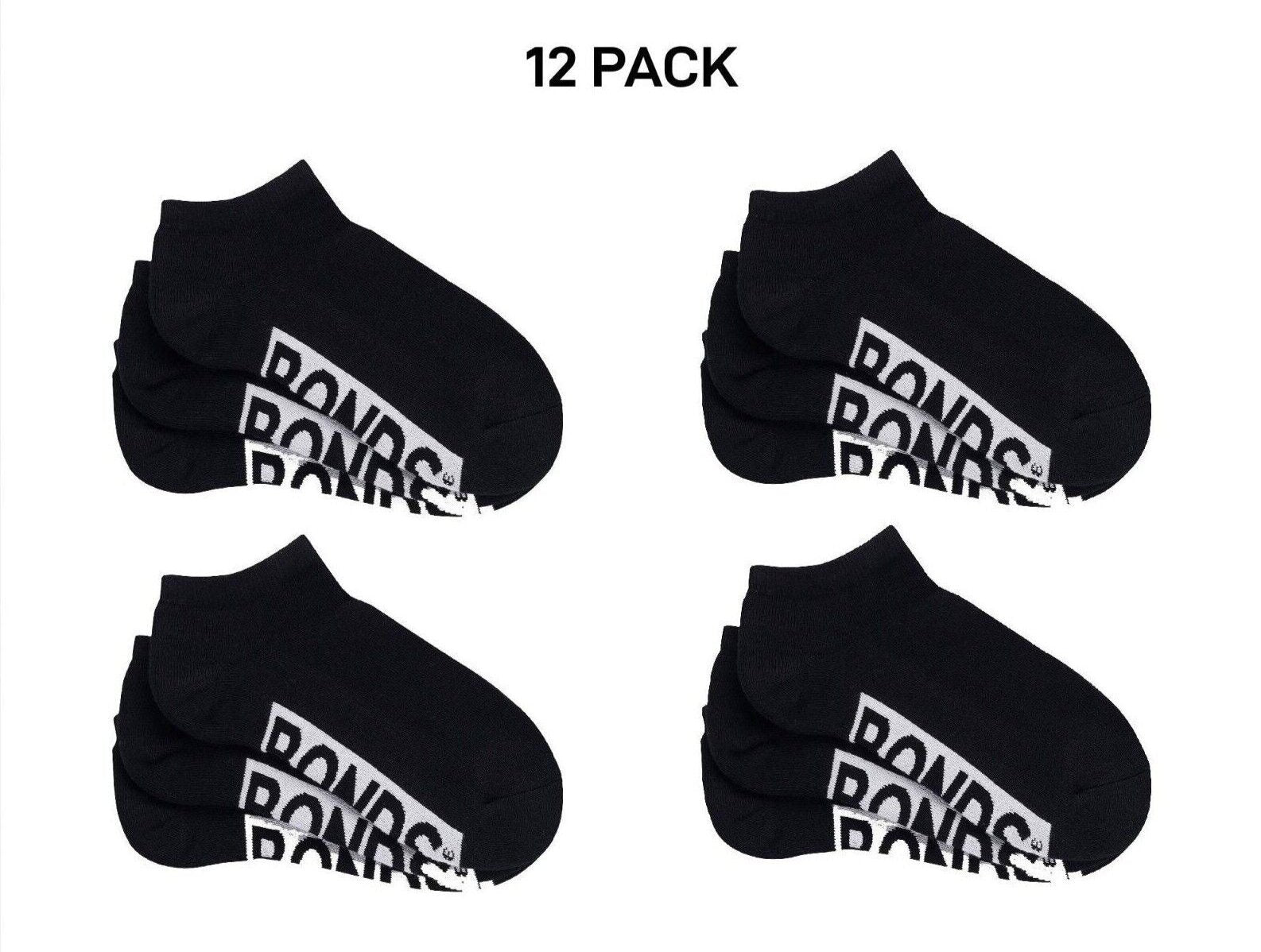 Bonds Womens Logo Cushioned Low Cut Comfy Smooth Toe Seams 12 Pack LXPY3N