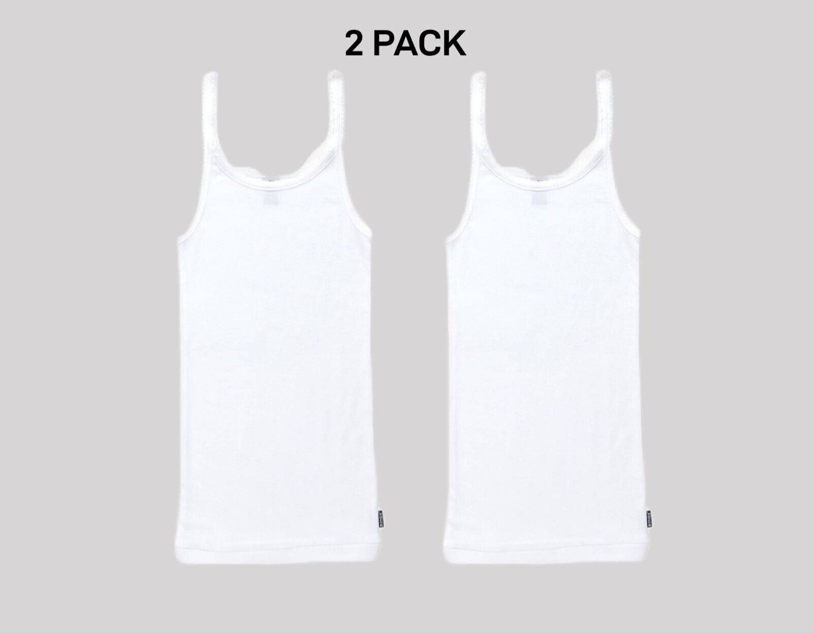 Bonds Girls Teena Singlet Super Soft Cotton Rib Wide Shoulders Top 2 Pack UYXP1B
