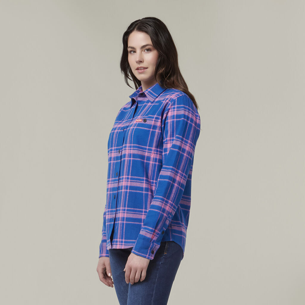 Clearance! Hard Yakka Womens Check Flannie Relaxed Fit Smart Shirt Y08744