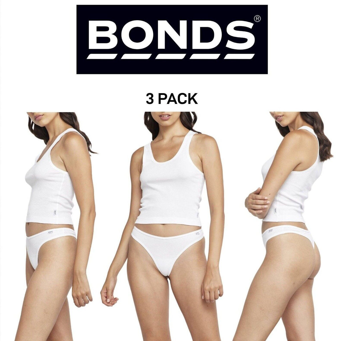 Bonds Womens Organics Ribbed Gee Comfortable Organic Cotton Undies 3 Pack WTHV