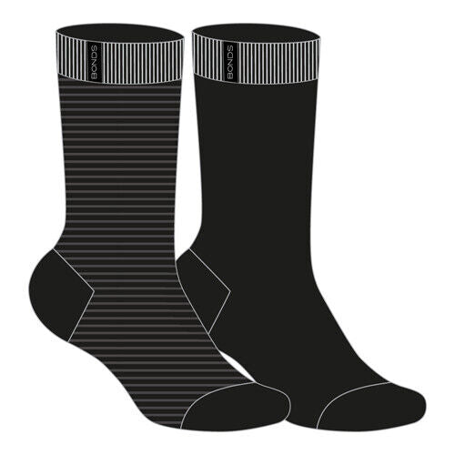 Bonds Mens Viscose Crew Sock Reinforced Heel & Toe for Durability 6 Pack SYJX2N