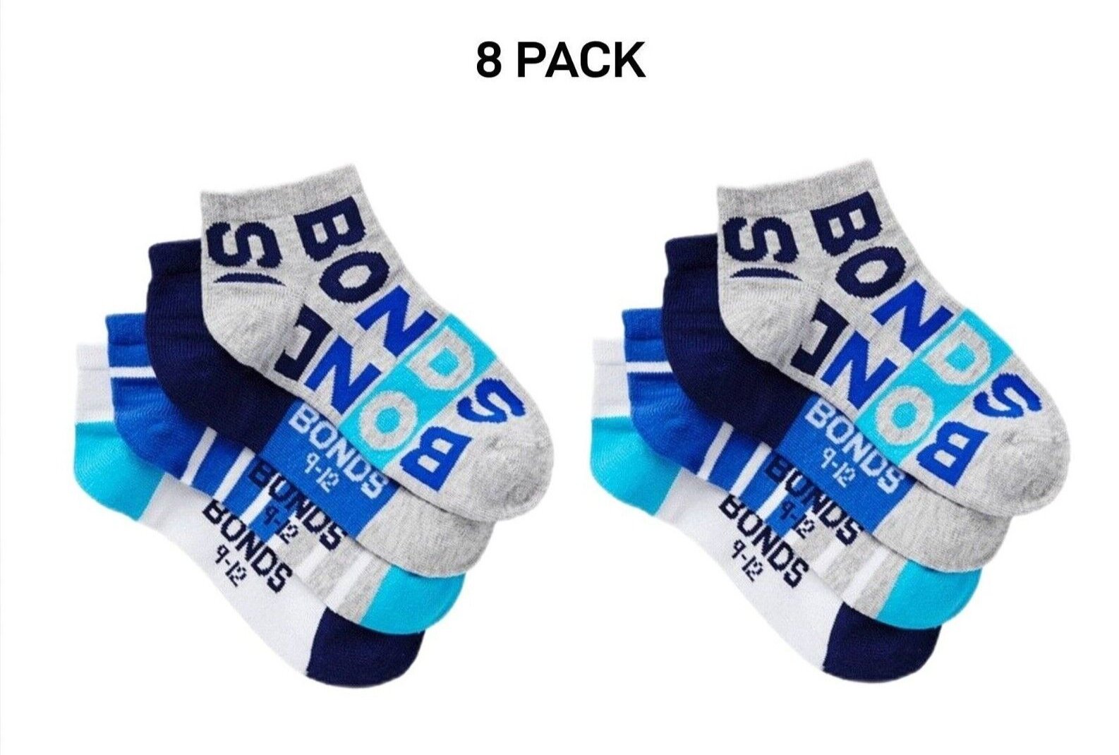 Bonds Kids fashion Trainer Breathable Soft Cotton Rich Socks 8 Pack RZLY4N