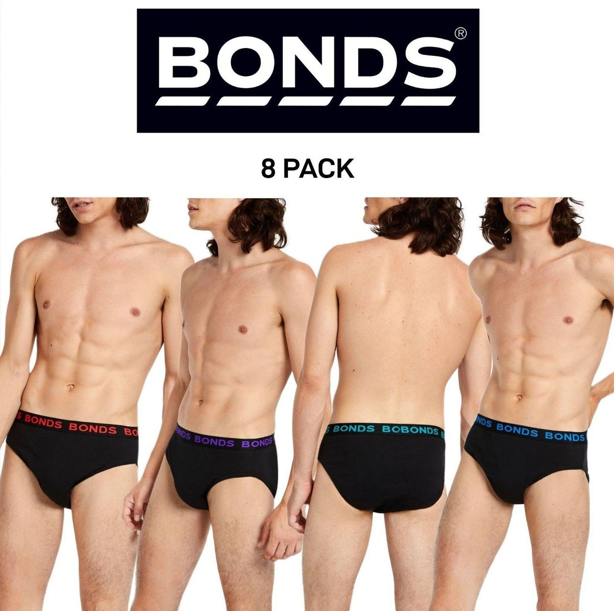 Bonds Mens Basic Hipster Briefs Cotton Stretchable Tailored Fit 8 Pack M38DM4