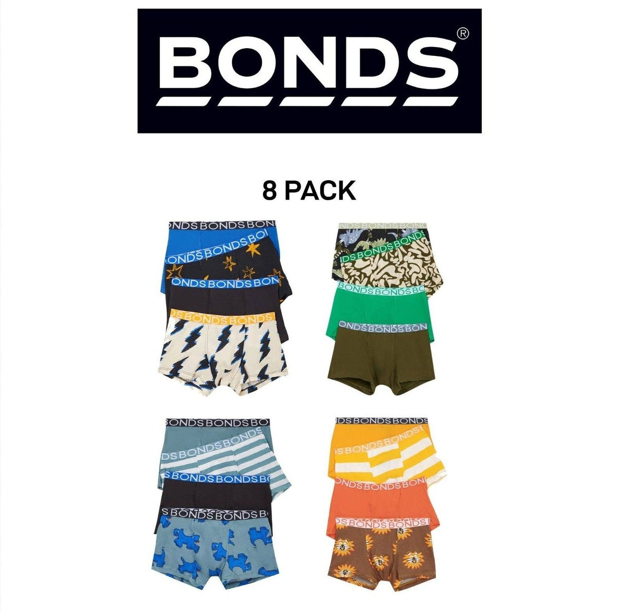 Bonds Boys Trunk Supportive Pouch with Comfy Coverage and Elastic 8 Pack UWCF4A