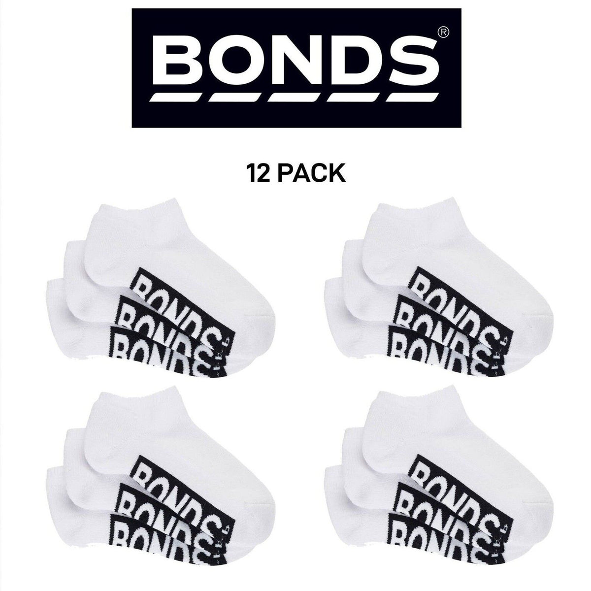 Bonds Kids Cushioned Low Cut Mesh Cooling Zone Cotton Sock 12 Pack RXVQ3N