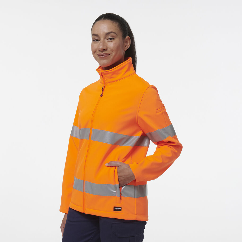 KingGee Womens Reflective Stretch Softshell Pocket Safety Work Jacket K45007