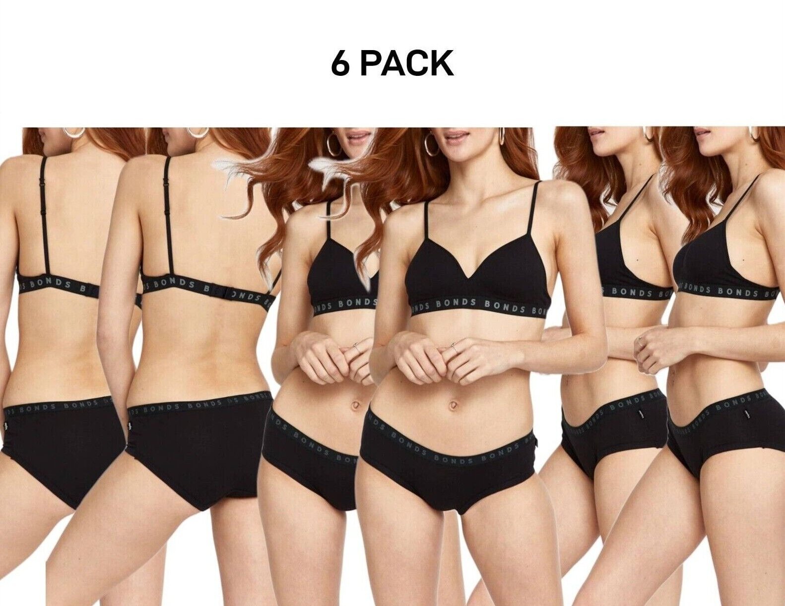 Bonds Womens Hipster Boyleg Soft Cotton Comfortable Stretch Brief 6 Pack WUVWA