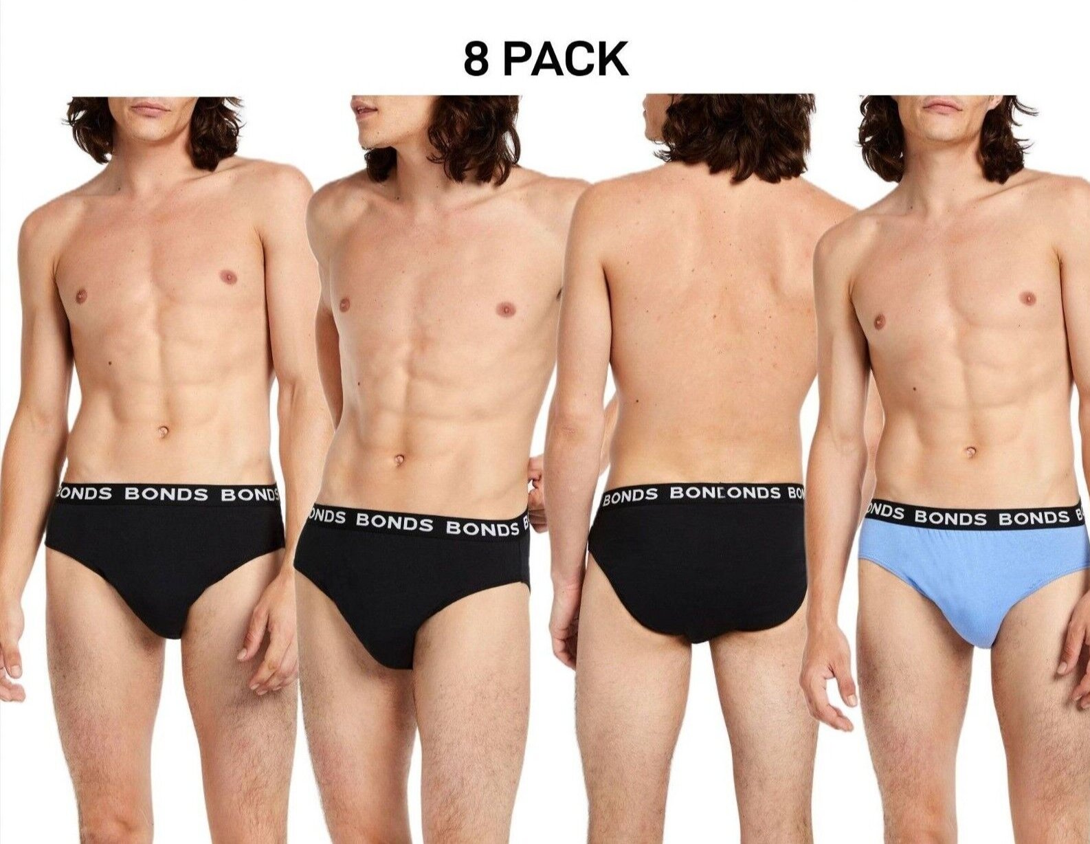 Bonds Mens Basic Hipster Briefs Cotton Stretchable Tailored Fit 8 Pack M38DM4
