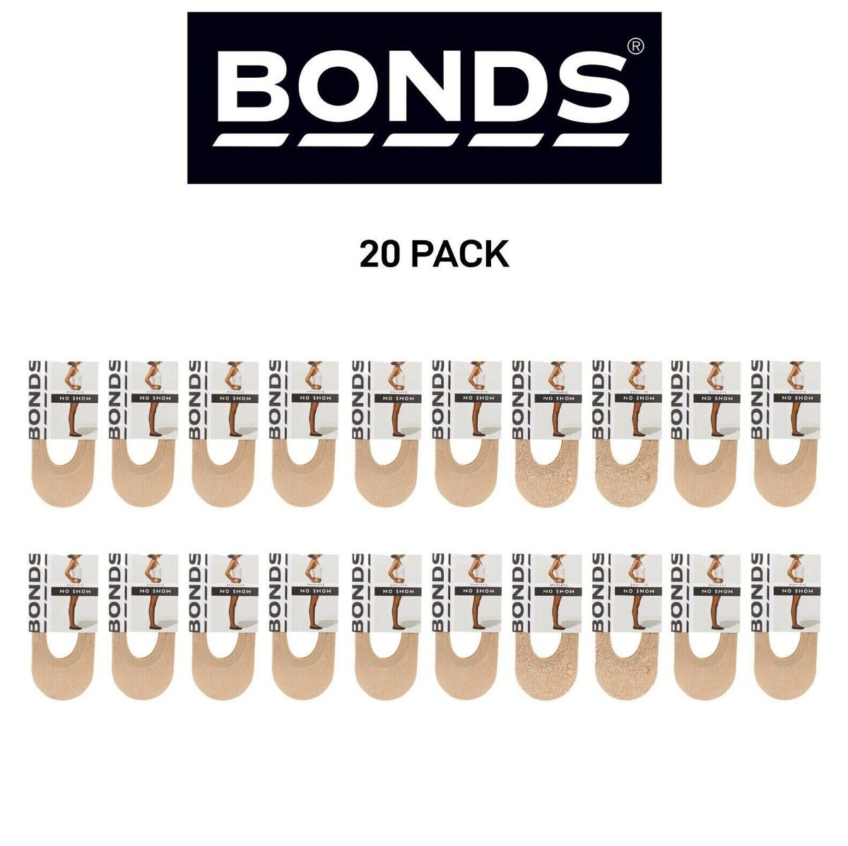 Bonds Womens No Show Footlets Stockings Sock Soft Snug & Seamless 20 Pack L64711